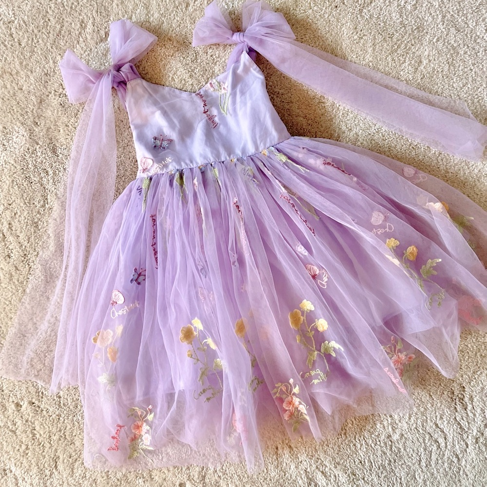 Enchanted floral embroidery tulle dress